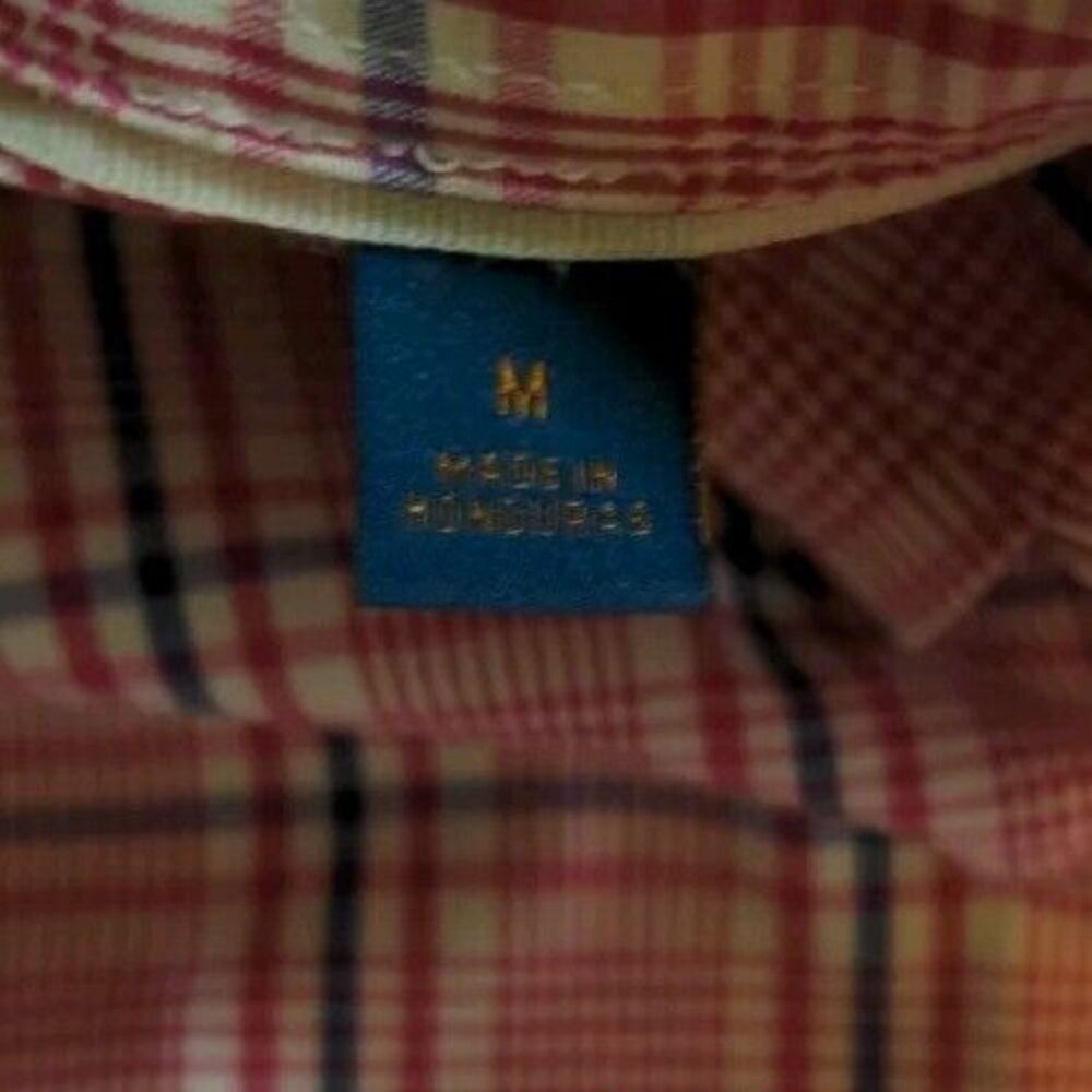 Nice Fairlane Men's Long Sleeved Button up Shirt Non-Iron Slim Fit Pink Plaid M - Picture 6 of 7